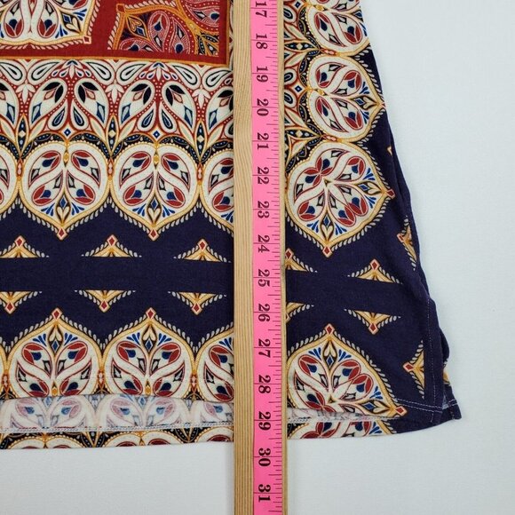 Rose + Olive Womens 3/4 Sleeve Scoop Neck Knit Top Blouse Plus Size 1X Red Blue - Picture 15 of 15